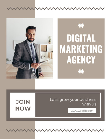 Digital Marketing Agency Service Offer with Handsome Businessman Instagram Post Vertical tervezősablon