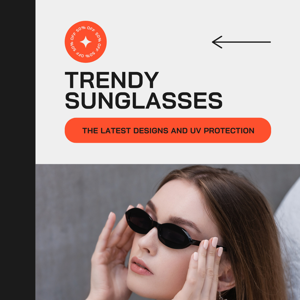 Designvorlage Sale of Trendy Sunglasses with UV Protection für Instagram AD