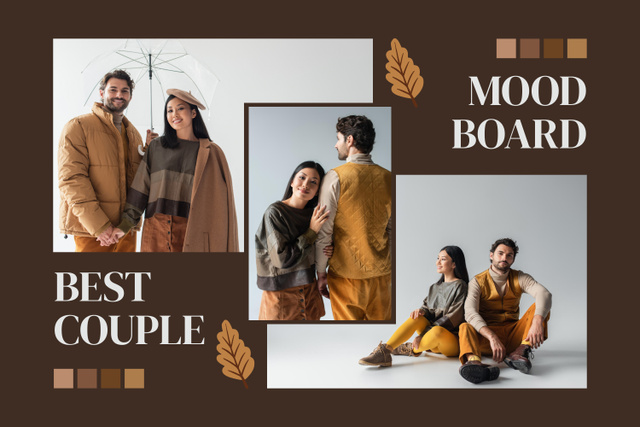 Couple Fashion Outfits For Autumn In Brown Mood Board Modelo de Design