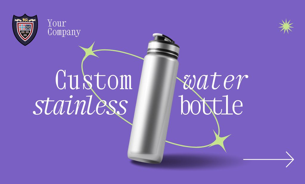 Custom Stainless Water Bottles Business Card 91x55mm tervezősablon