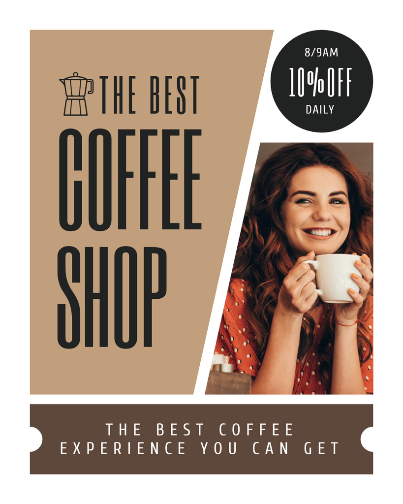 Coffee Shop With Inspirational Slogan And Discounts For Coffee Instagram Post Vertical Tasarım Şablonu