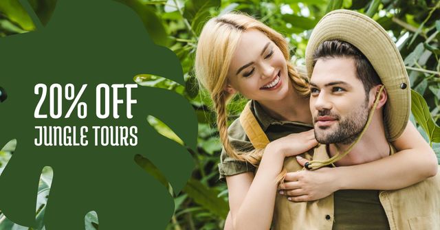 Travel Tour Offer couple in Jungle Facebook AD tervezősablon