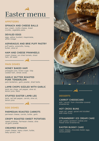 Easter Meals Offer of Sweet Yummy Desserts Menu Design Template
