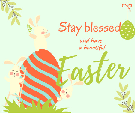 Plantilla de diseño de Cute Easter Holiday Greeting Facebook 
