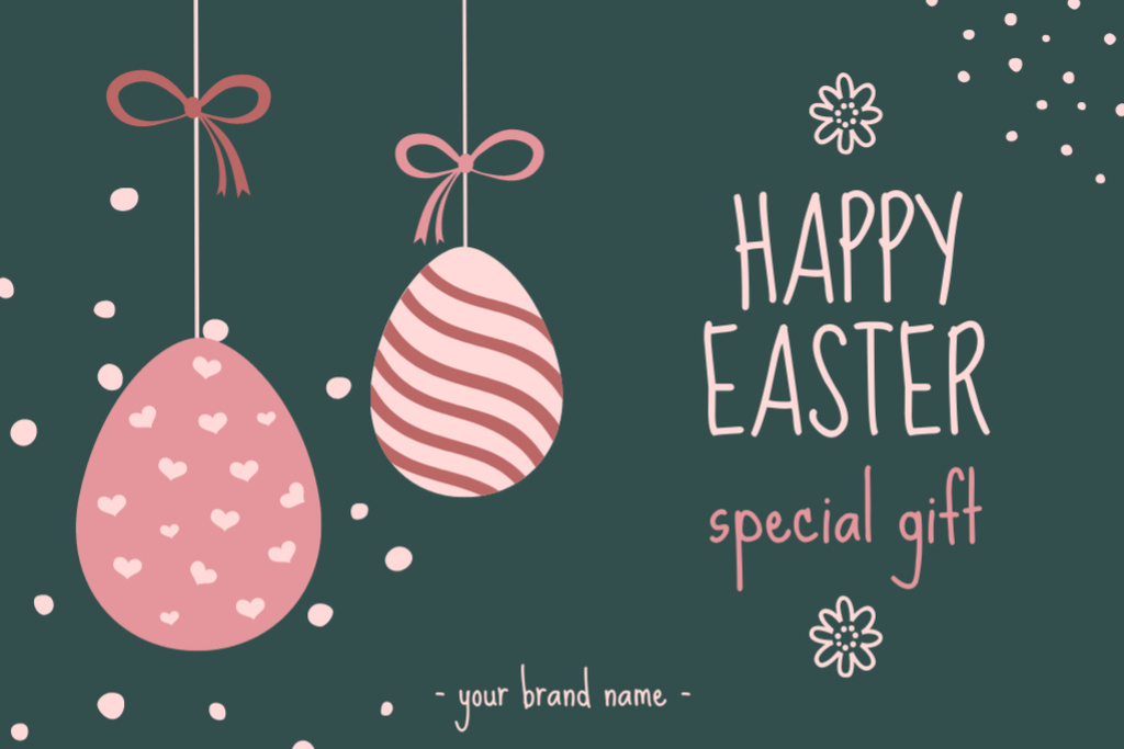 Easter Special Gift Offer with Traditional Dyed Easter Eggs Gift Certificate Design Template