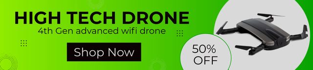 Offer Discounts on Modern Drone on Green Ebay Store Billboard Design Template