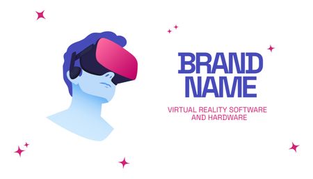 Modèle de visuel Man with Virtual Reality Glasses - Business Card US