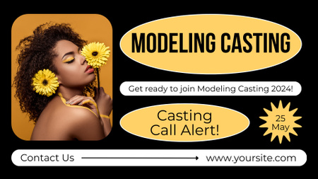 Mulher afro-americana posando com flores amarelas FB event cover Modelo de Design