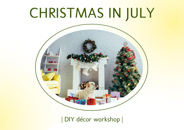 Christmas in July Decoration Workshop Postcard – шаблон для дизайну