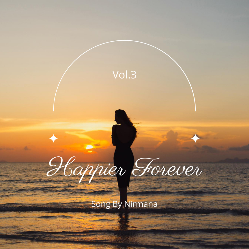 Beautiful Sunset on Ocean with Girl Album Cover – шаблон для дизайну