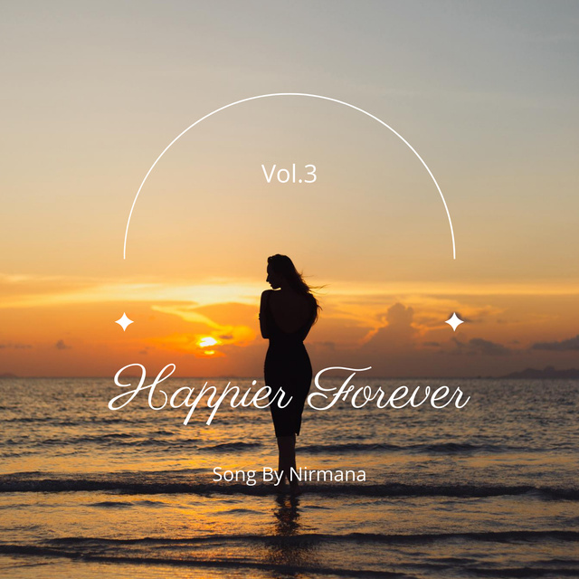 Beautiful Sunset on Ocean with Girl Album Cover Design Template