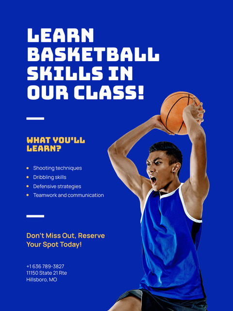 Announcement for Basketball Training Classes Poster US Design Template