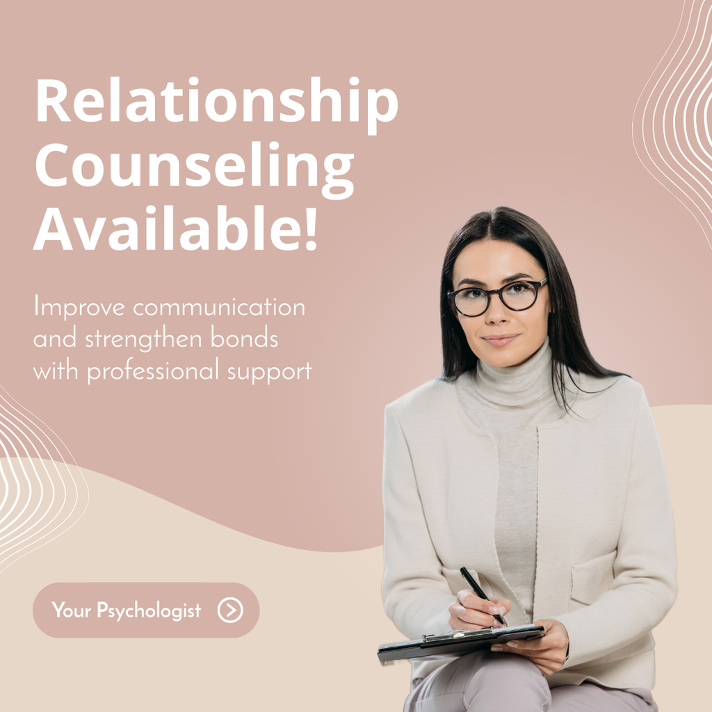 Relationship Counceling Psychologist Services Instagram AD Modelo de Design