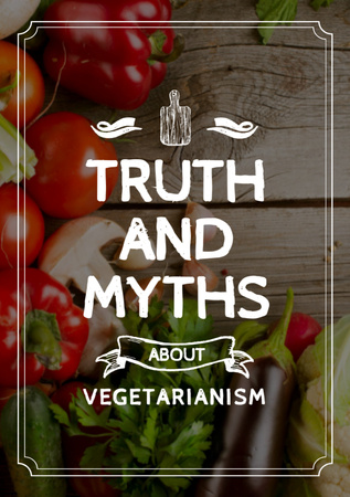Vegetarian Food Vegetables on Wooden Table Flyer A5 Design Template