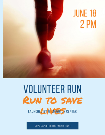 Announcement of Volunteer Run In Sunlight Flyer 8.5x11in Šablona návrhu