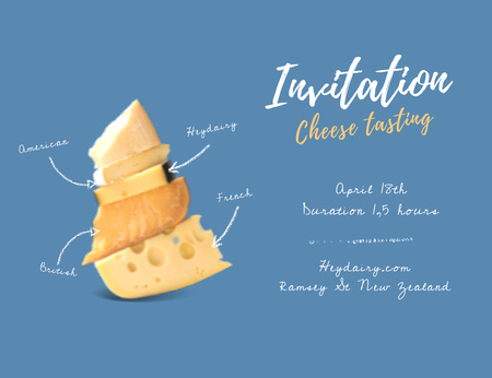 Variety Of Cheese Tasting Announcement Invitation 13.9x10.7cm Horizontal Design Template