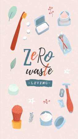 Zero Waste Concept with Eco Products Instagram Story Πρότυπο σχεδίασης