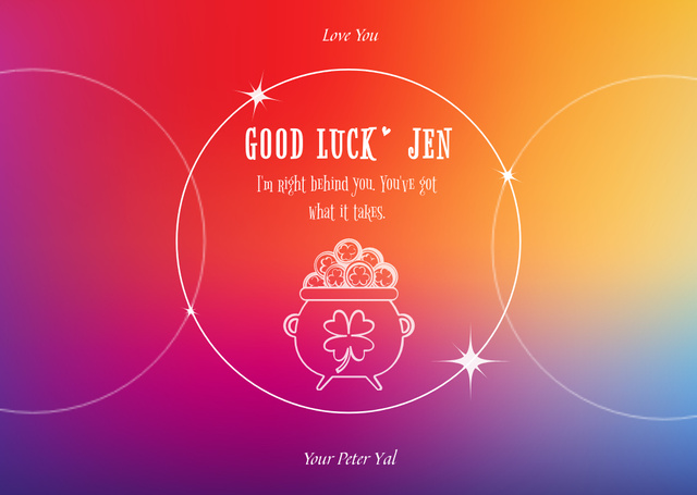Good Luck Wishes on Bright Gradient Card – шаблон для дизайна