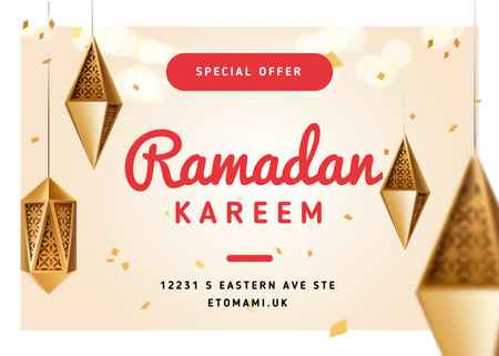 Ramadan Kareem Offer with Lanterns Postcard 5x7in Design Template