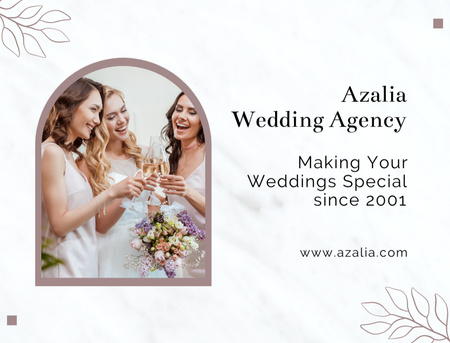 Wedding Agency Ad With Women in White Postcard 4.2x5.5in Design Template