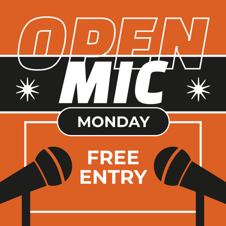 Ontwerpsjabloon van Instagram van Maandag Open Mic evenementaankondiging