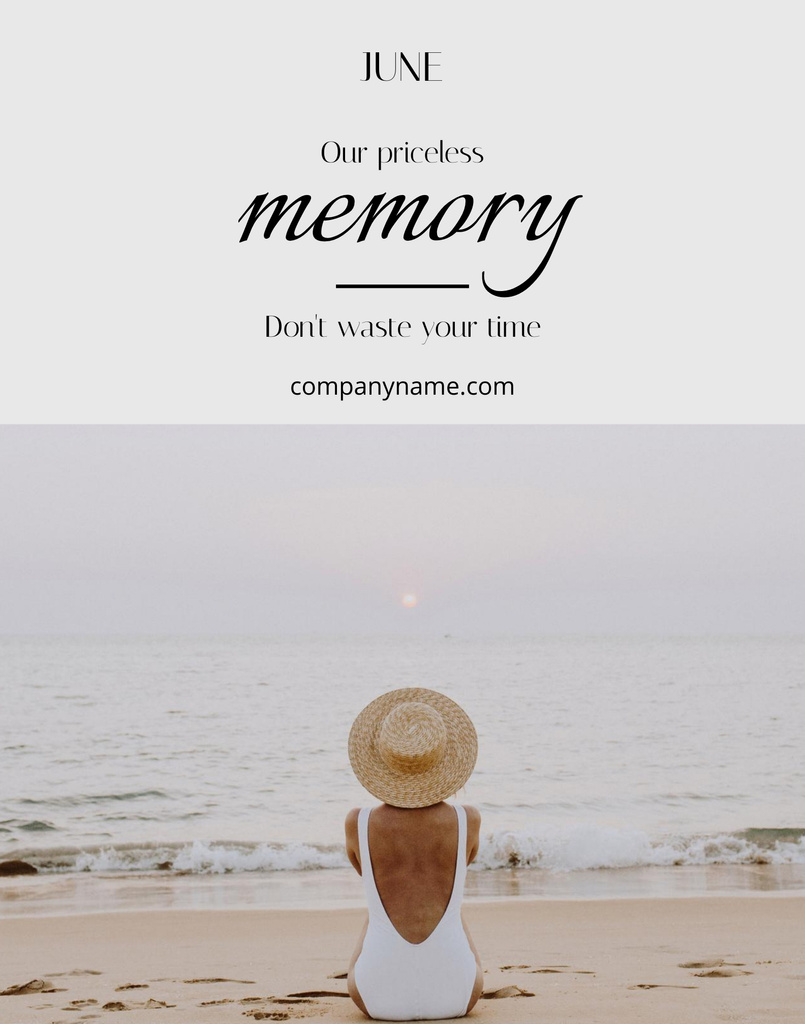 Platilla de diseño Phrase about Memory with Woman on Beach Poster 22x28in