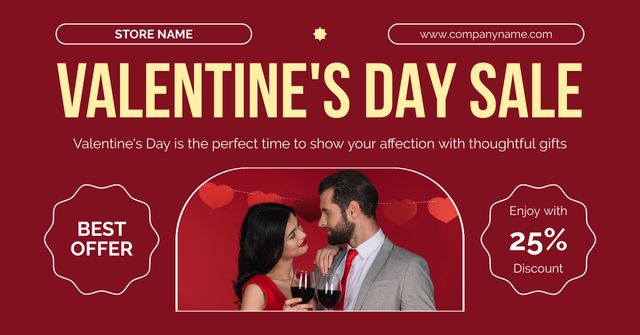 Designvorlage Best Offers of Valentine's Day Sale für Facebook AD