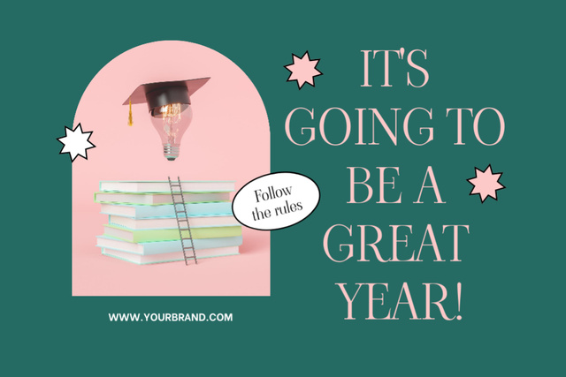Funny Bulb And Back to School Announcement Postcard 4x6in Design Template