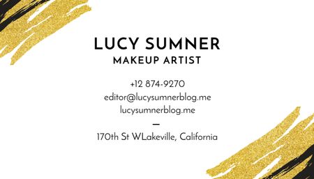 Szablon projektu Makeup Artist Services Ad with Golden Paint Smudges Business Card US