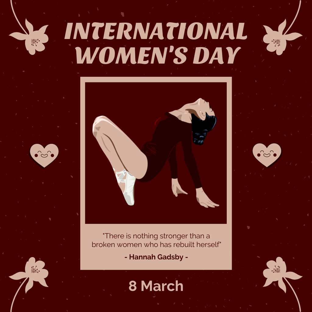 International Women's Day Celebration with Inspirational Phrase Instagram Design Template