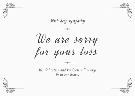 Sympathy Phrase with Decorative Elements Card Design Template