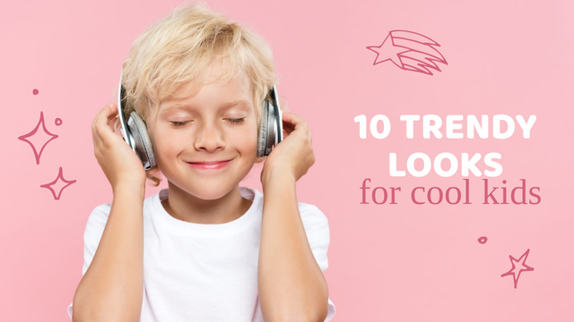 Boy listening to music in Headphones Youtube Thumbnail – шаблон для дизайну