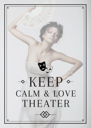 Theater Quote Woman Performing in White Flayerデザインテンプレート
