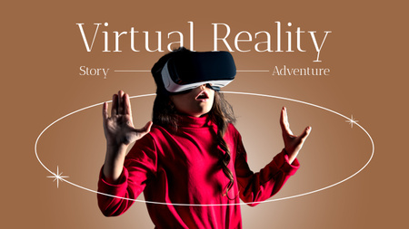 Designvorlage Woman in Virtual Reality Glasses für Youtube Thumbnail