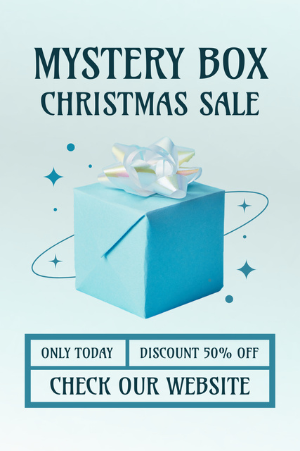 Ontwerpsjabloon van Pinterest van Mystery Box Christmas Sale Blue