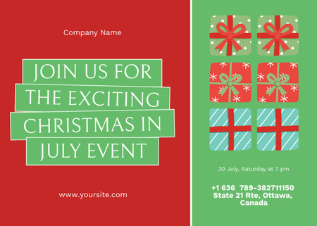 July Christmas Celebration Announcement Postcard 5x7in Design Template