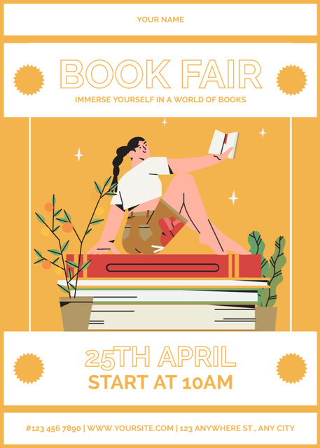 Platilla de diseño Book Fair Ad with Girl Reader Flayer