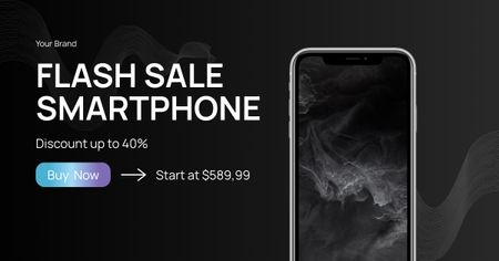 Platilla de diseño Flash Sale on Smartphones on Black Facebook AD