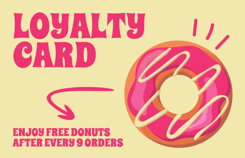 Donuts Discount and Loyalty Program Business Card 85x55mmデザインテンプレート