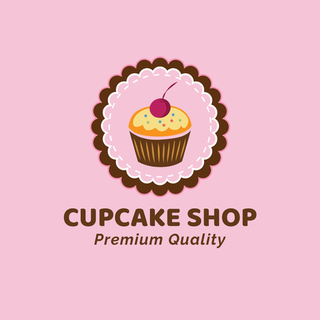 Gourmet Bakery Ad with a Yummy Cupcake In Pink Logo Design Template