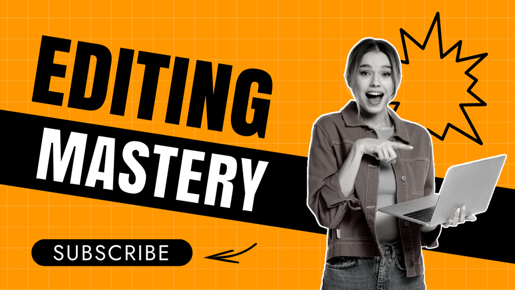 Vlogger Episode About Content Editing Mastery Youtube Thumbnail Design Template