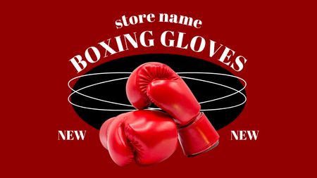 New Collection of Boxing Gloves Label 3.5x2in Design Template