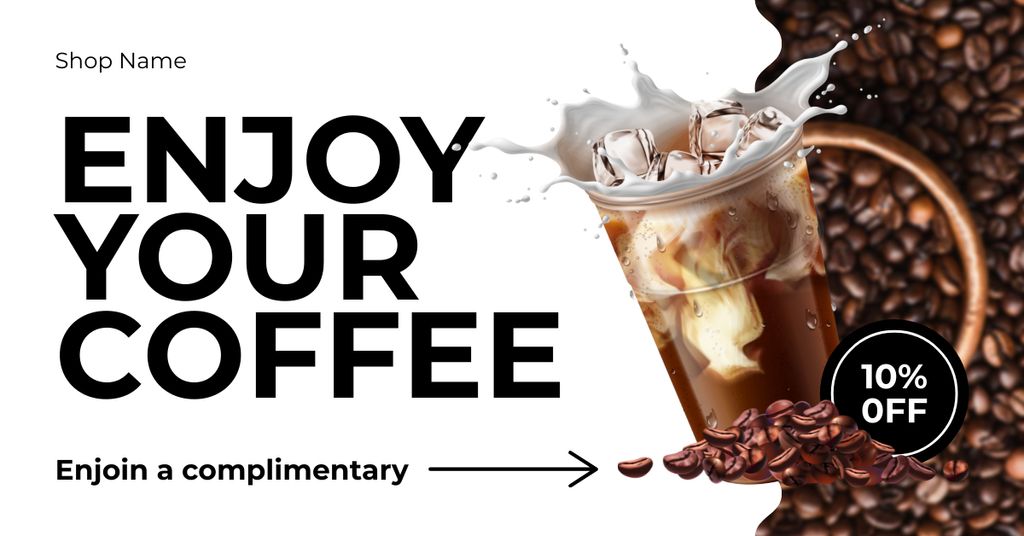 Ontwerpsjabloon van Facebook AD van Savory Coffee Drink With Cream And Ice At Discounted Rates