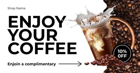 Savory Coffee Drink With Cream And Ice At Discounted Rates Facebook AD Design Template