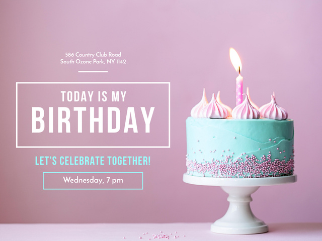 Szablon projektu Birthday Party Announcement with Festive Cake Poster 18x24in Horizontal