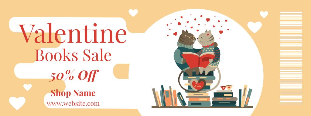 Template di design Valentine's Day Book Sale Announcement with Adorable Cats Coupon