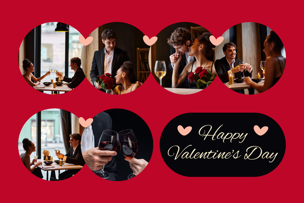 Valentine's Day Greeting With Romantic Dinner For Two Mood Board Tasarım Şablonu