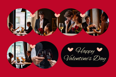 Valentine's Day Greeting With Romantic Dinner For Two Mood Board Design Template