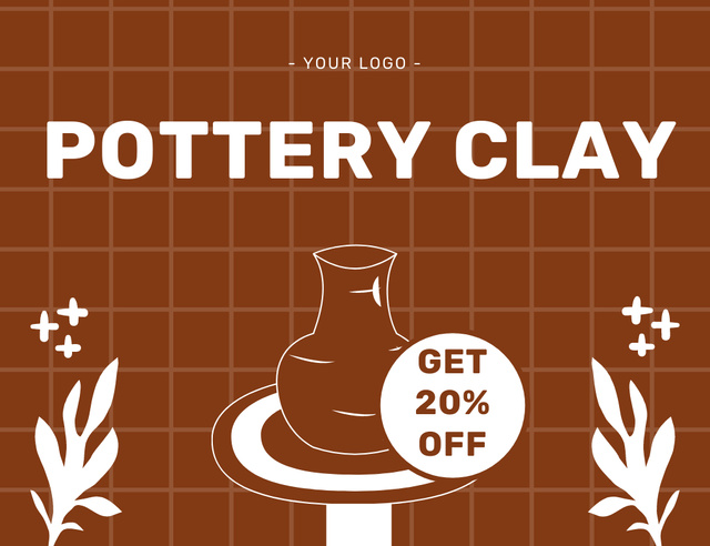 Szablon projektu Pottery Clay Sale Offer In Simple Brown Layout Thank You Card 5.5x4in Horizontal