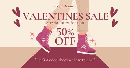 Valentine's Day Shoe Sale Facebook AD Design Template